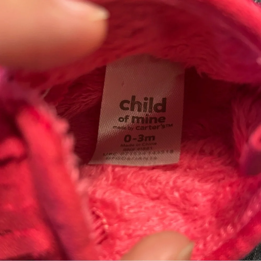 Pink Moccasins 0-3 Months Child of Mine Fur Lined Soft